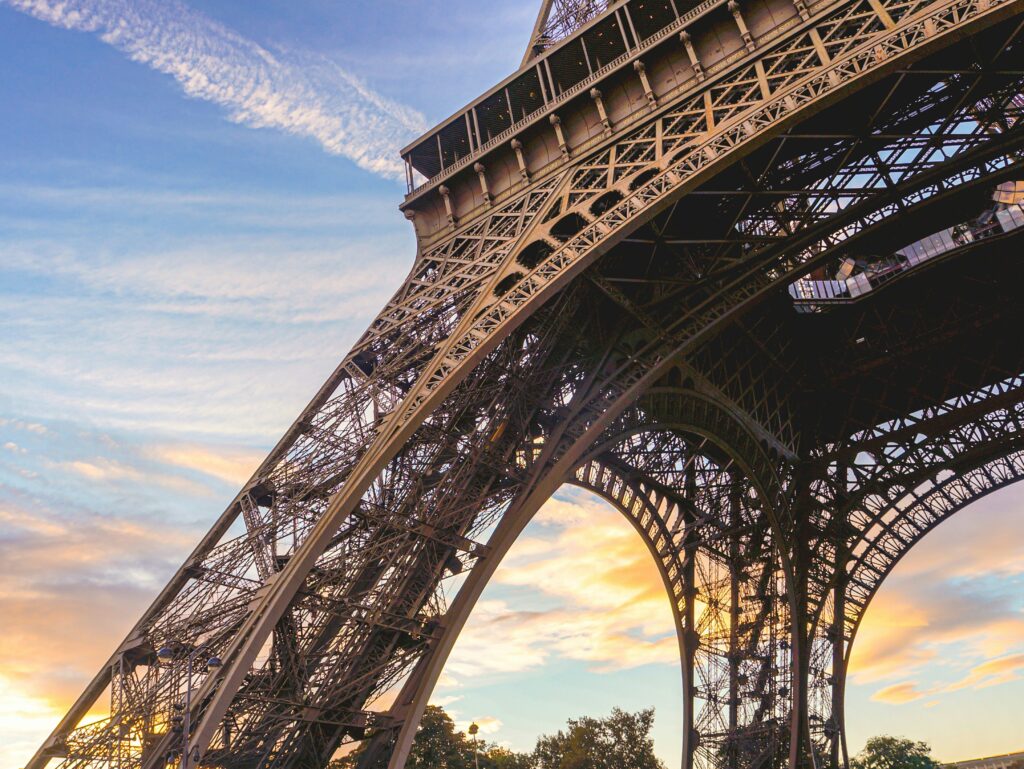 View of the Eiffel Tower from the bottom